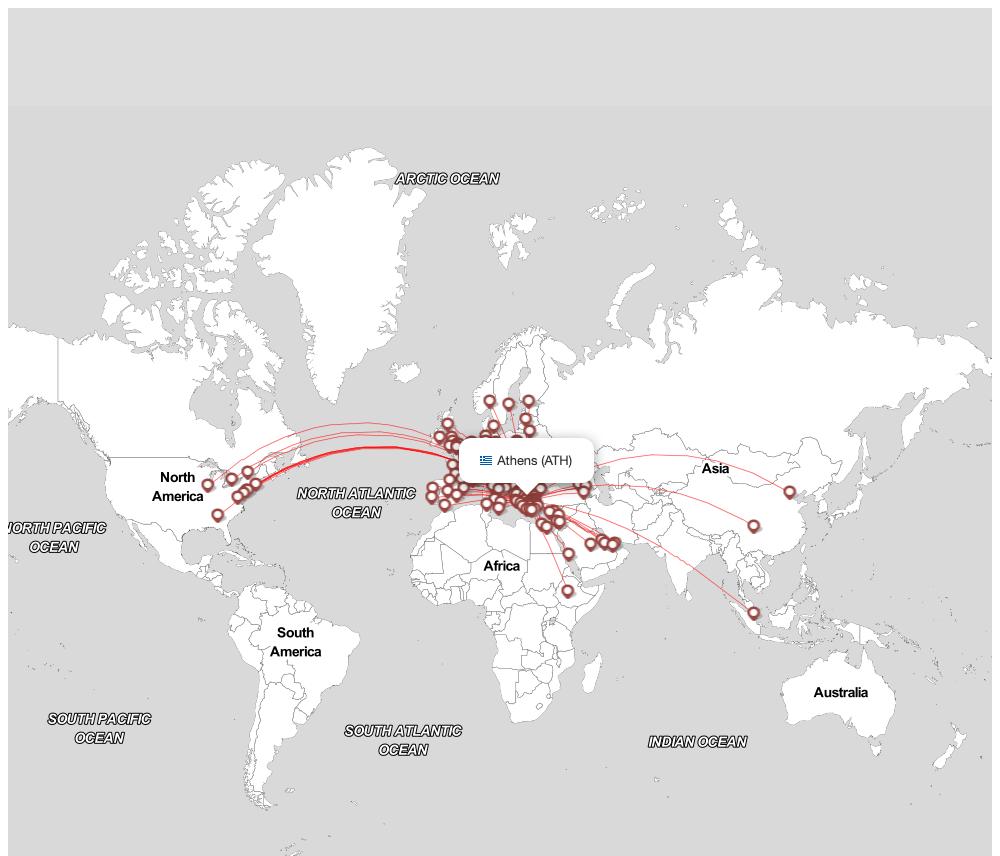 Flight map for ATH