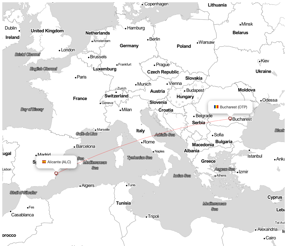 Flight map for ALC-OTP