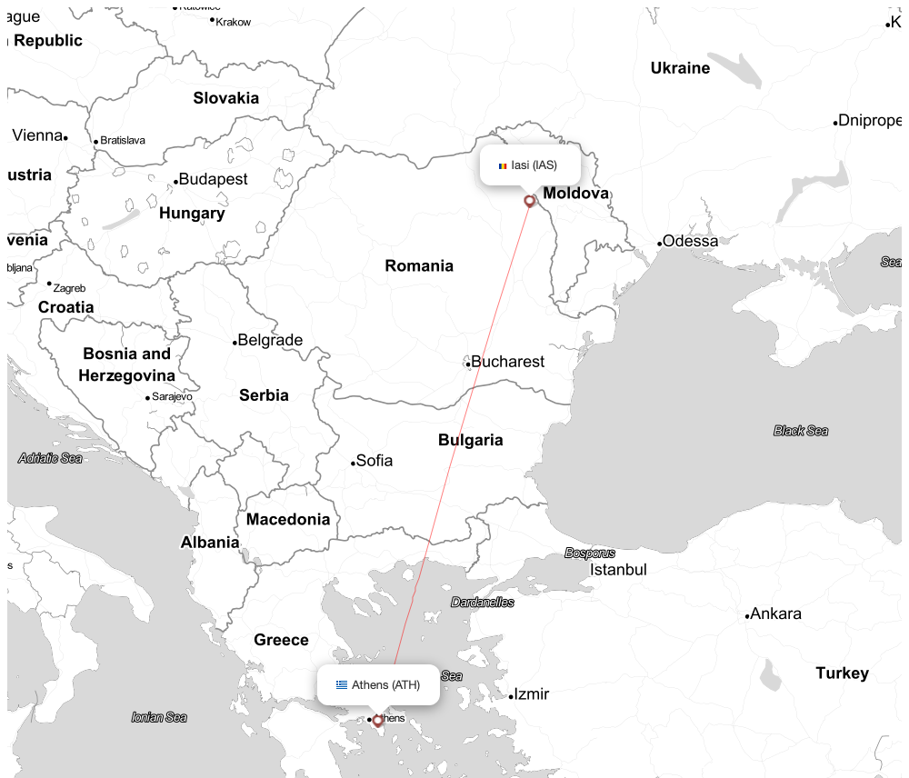 Flight map for ATH-IAS