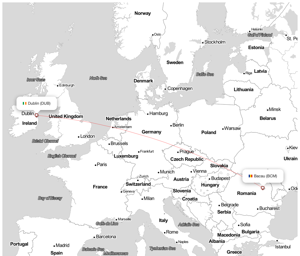 Flight map for BCM-DUB