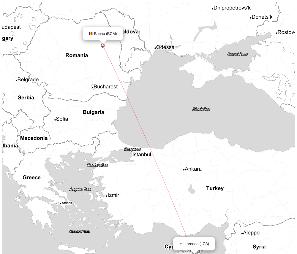 Flight map for BCM-LCA