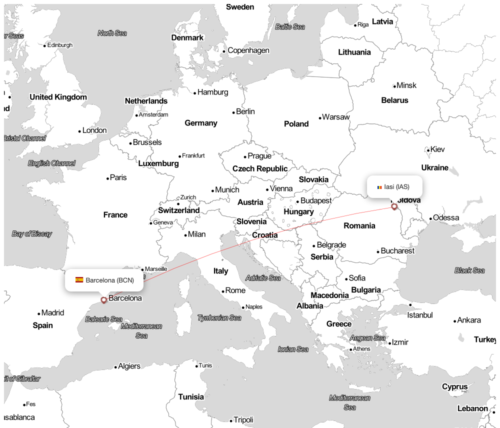 Flight map for WMT3686 W43686