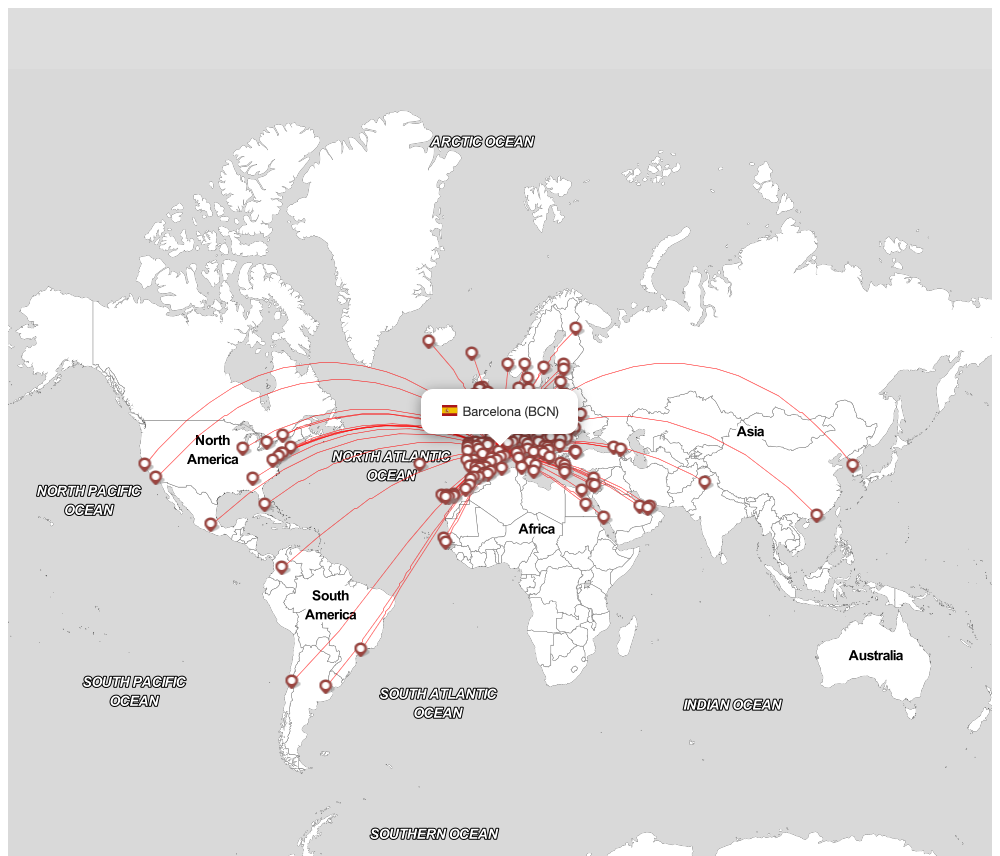 Flight map for BCN