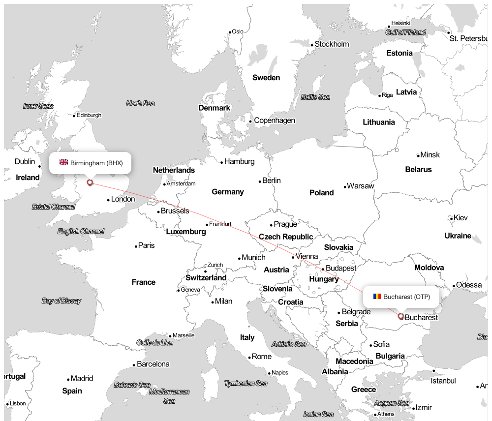 Flight map for RYR3421 FR3421