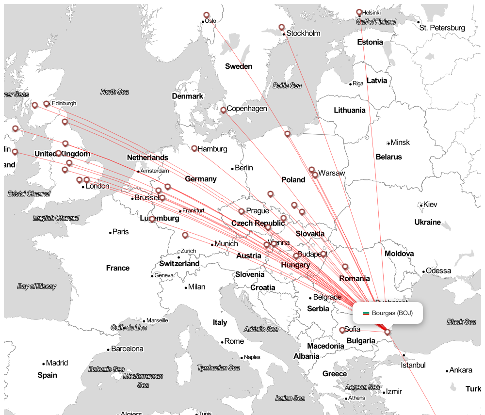 Flight map for BOJ