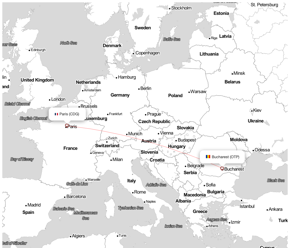 Flight map for ROT382 RO382