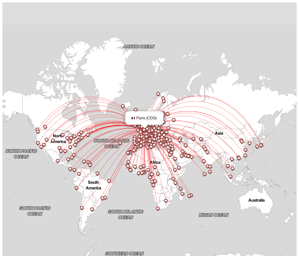 Flight map for CDG