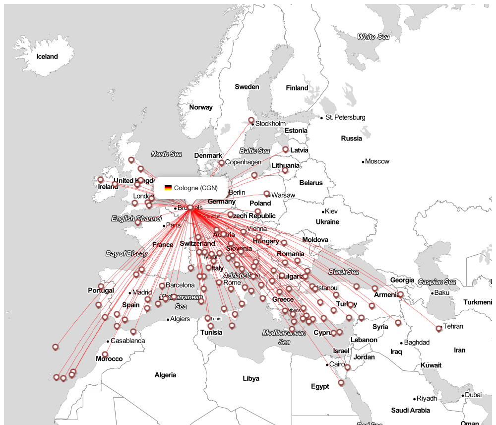 Flight map for CGN