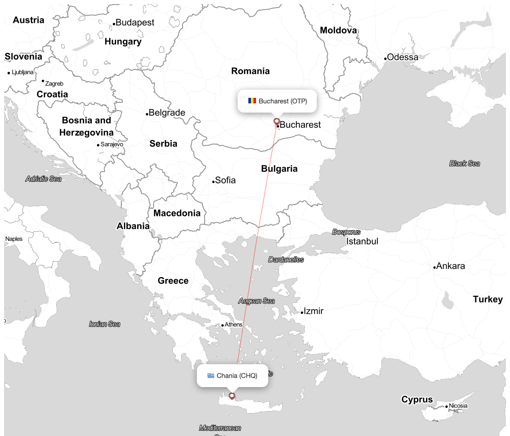 Flight map for CHQ-OTP