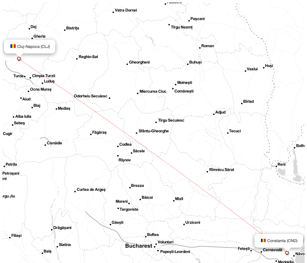 Flight map for CLJ-CND