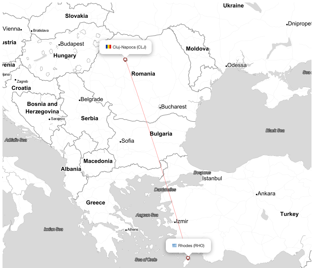 Flight map for CLJ-RHO