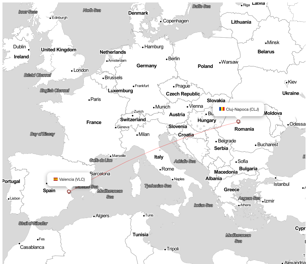 Flight map for WMT3411 W43411