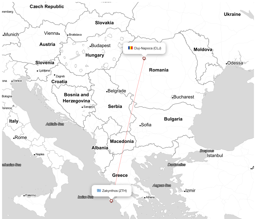 Flight map for CLJ-ZTH