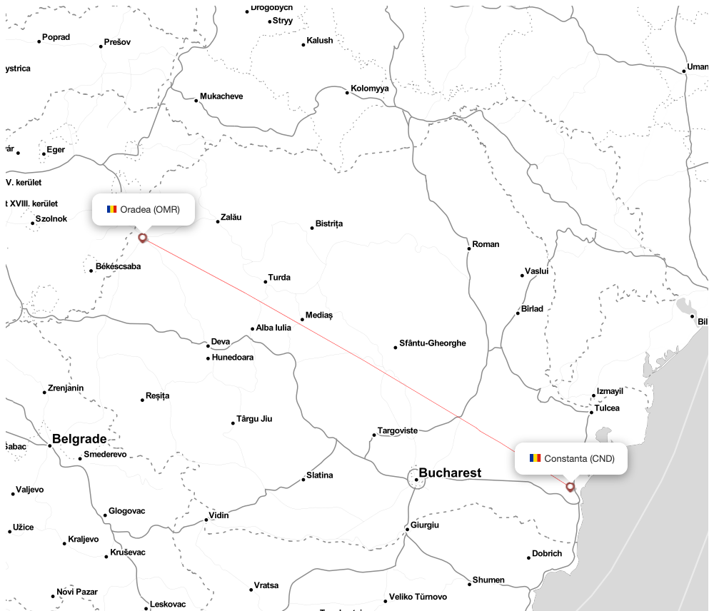 Flight map for CND-OMR