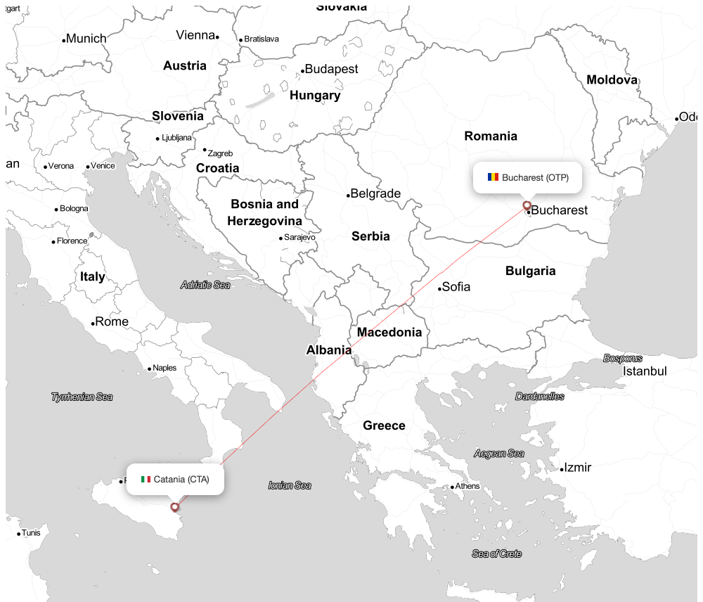 Flight map for RYR1626 FR1626