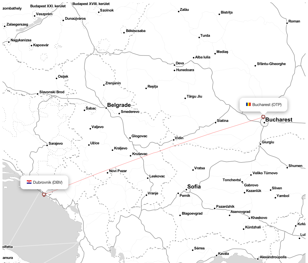 Flight map for DBV-OTP