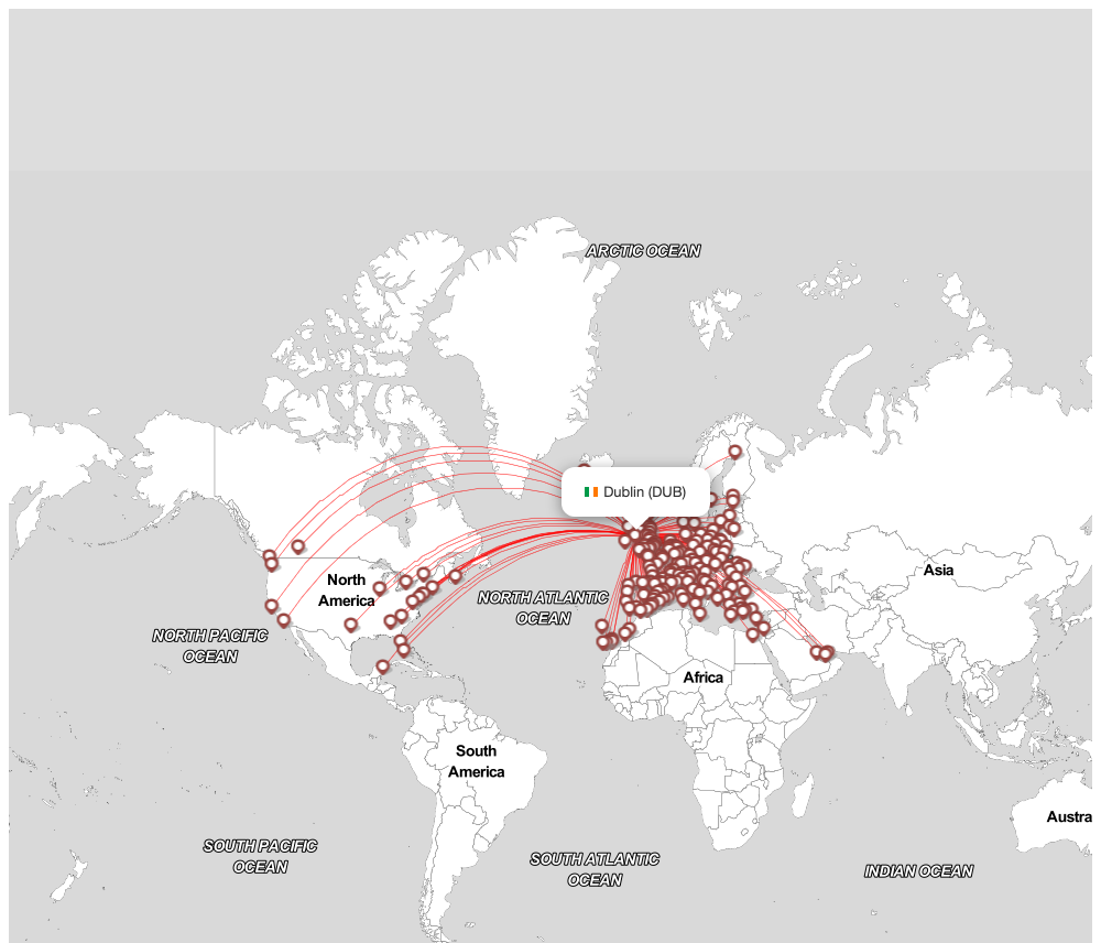 Flight map for DUB