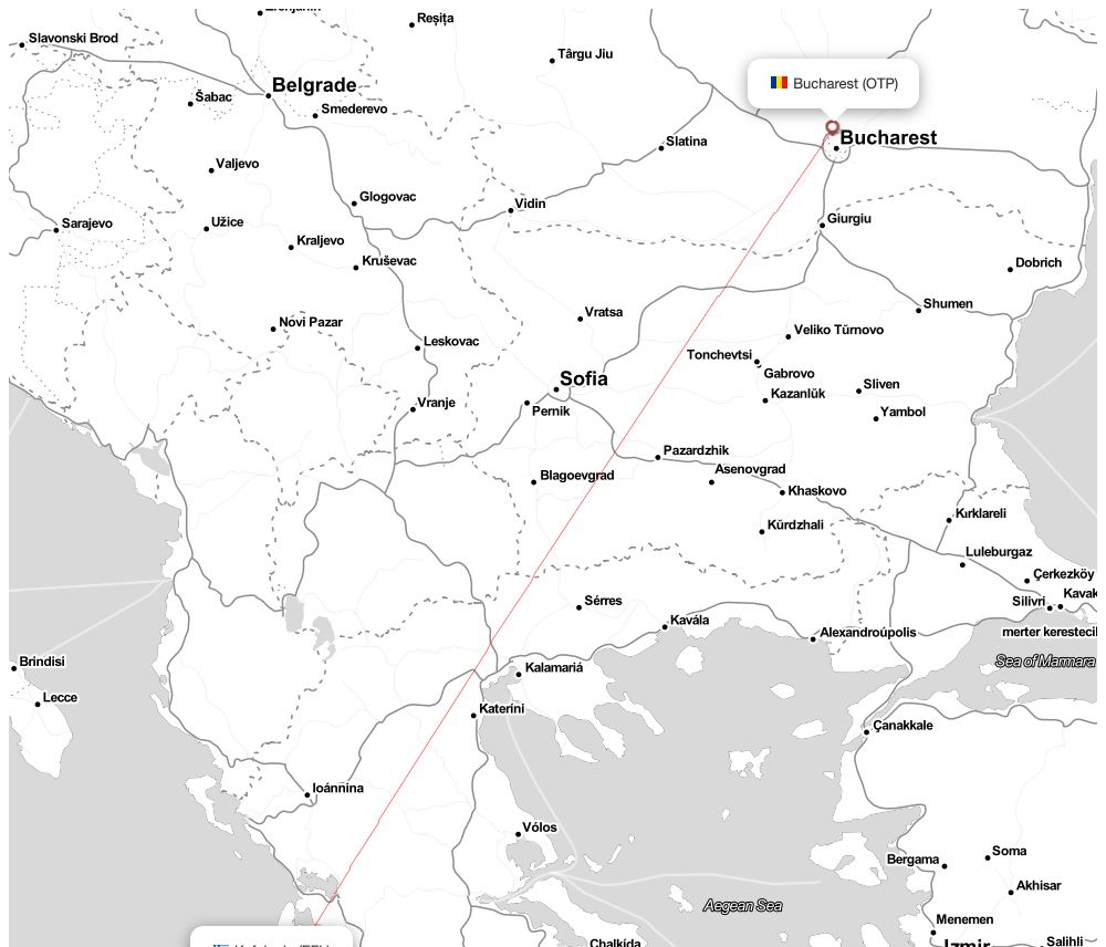 Flight map for EFL-OTP