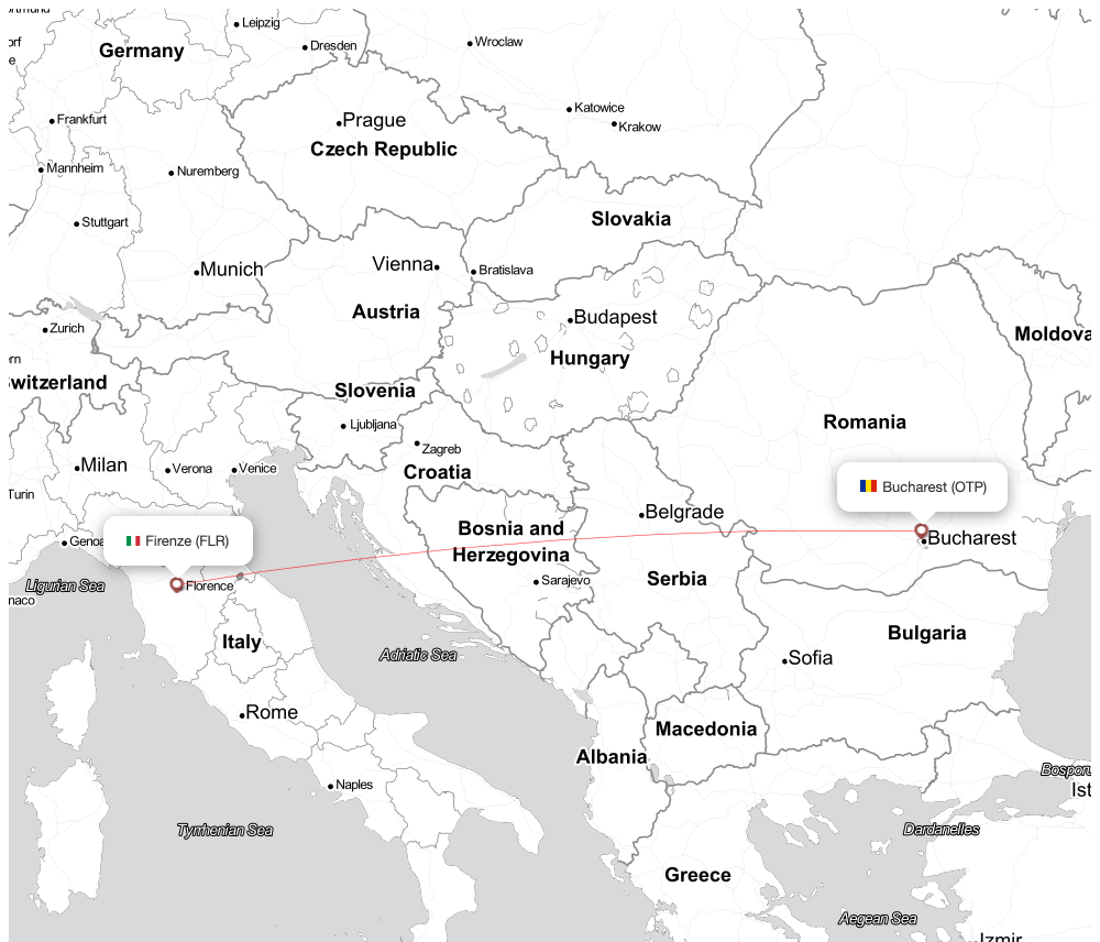 Flight map for FLR-OTP