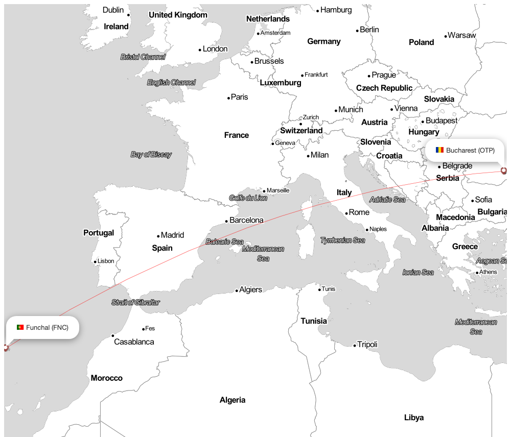 Flight map for FNC-OTP