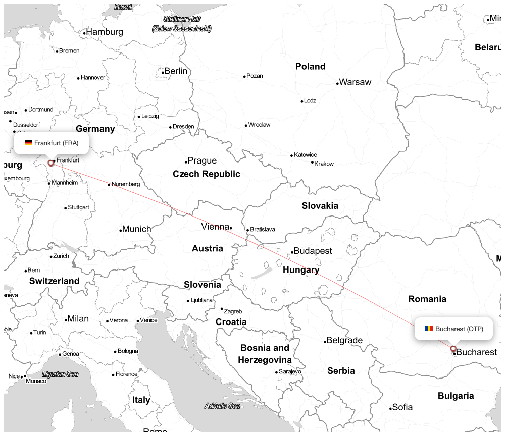 Flight map for ROT302 RO302