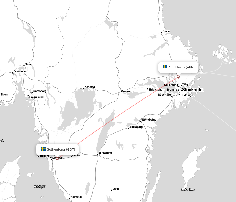 Flight map for SAS162 SK162