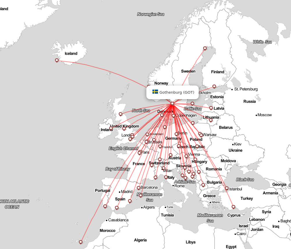 Flight map for GOT