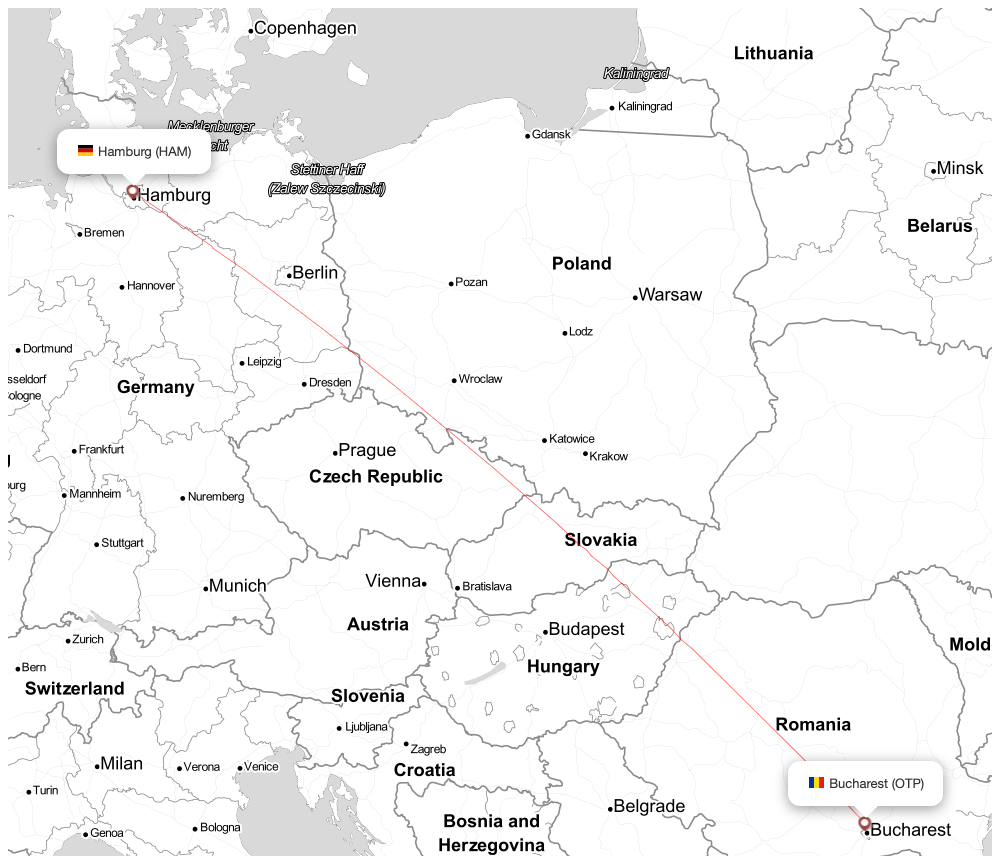 Flight map for HAM-OTP