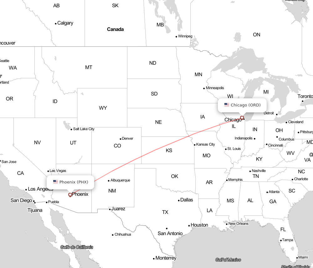 Flight map for AAL361 AA361